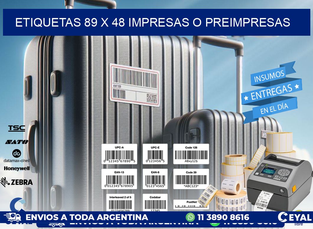 ETIQUETAS 89 x 48 IMPRESAS O PREIMPRESAS