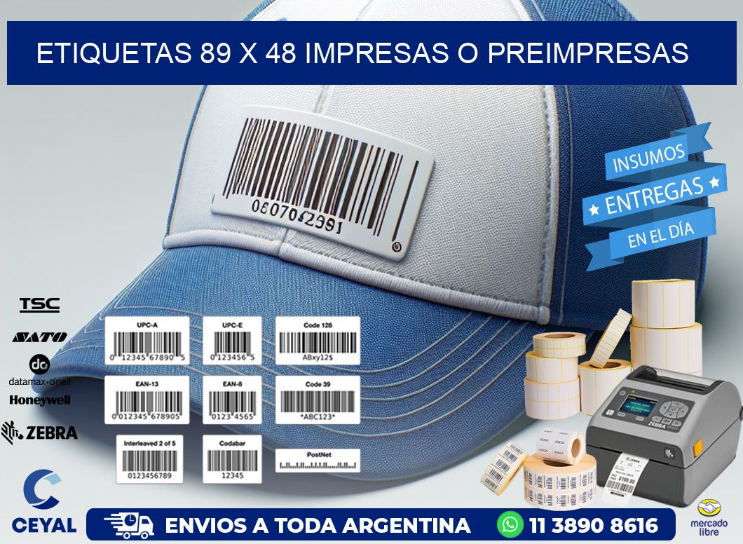 ETIQUETAS 89 x 48 IMPRESAS O PREIMPRESAS