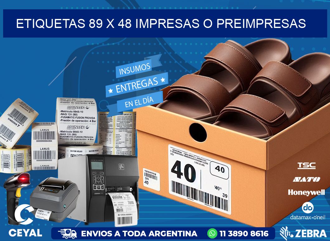 ETIQUETAS 89 x 48 IMPRESAS O PREIMPRESAS