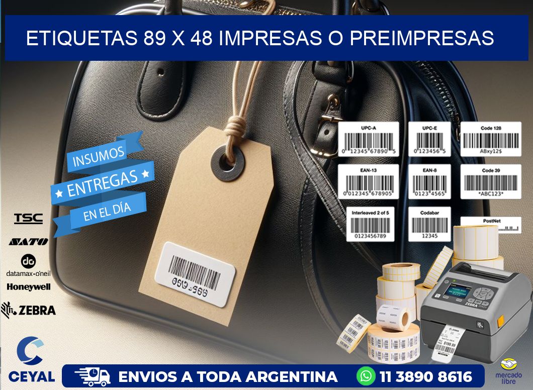 ETIQUETAS 89 x 48 IMPRESAS O PREIMPRESAS