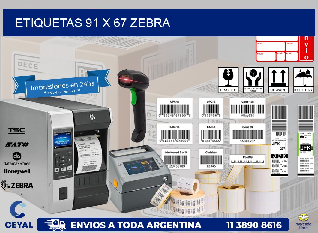 ETIQUETAS 91 x 67 ZEBRA