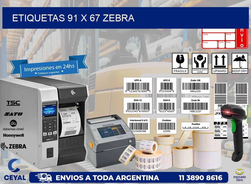 ETIQUETAS 91 x 67 ZEBRA