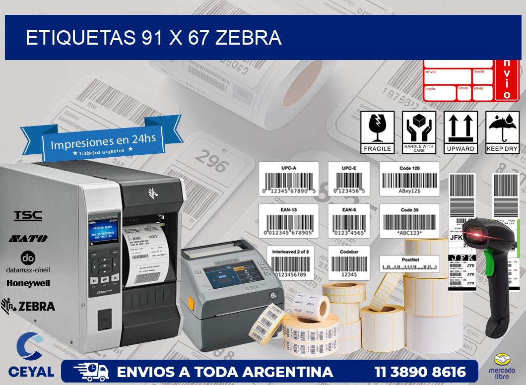 ETIQUETAS 91 x 67 ZEBRA