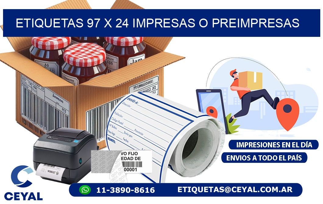 ETIQUETAS 97 x 24 IMPRESAS O PREIMPRESAS