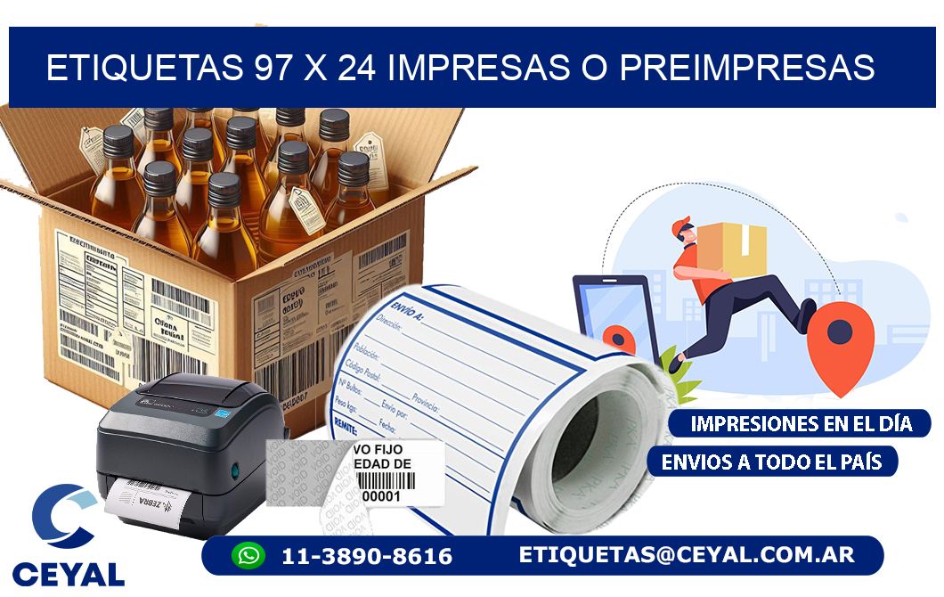 ETIQUETAS 97 x 24 IMPRESAS O PREIMPRESAS