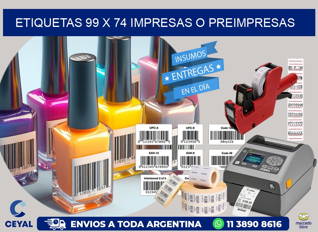 ETIQUETAS 99 x 74 IMPRESAS O PREIMPRESAS