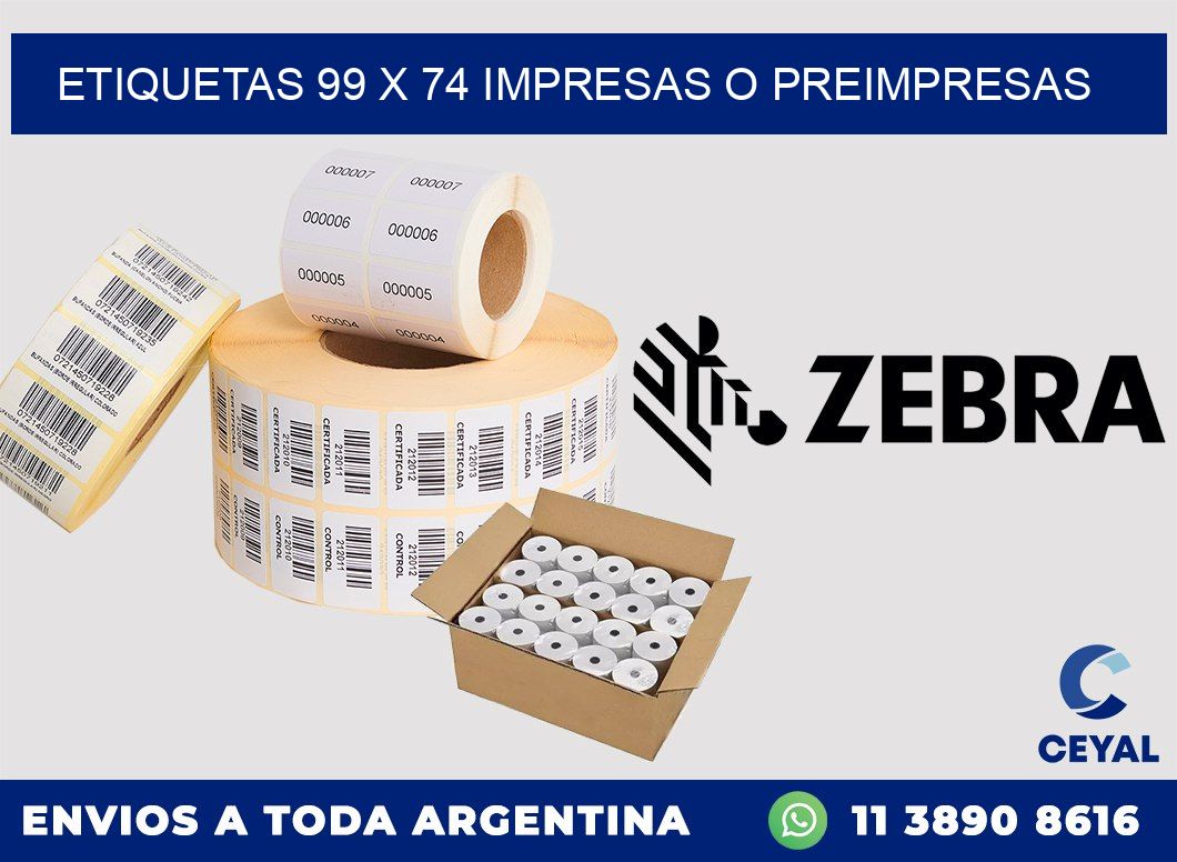 ETIQUETAS 99 x 74 IMPRESAS O PREIMPRESAS