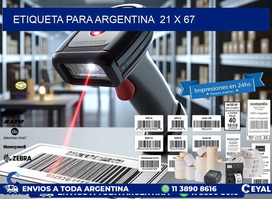 etiqueta para Argentina  21 x 67