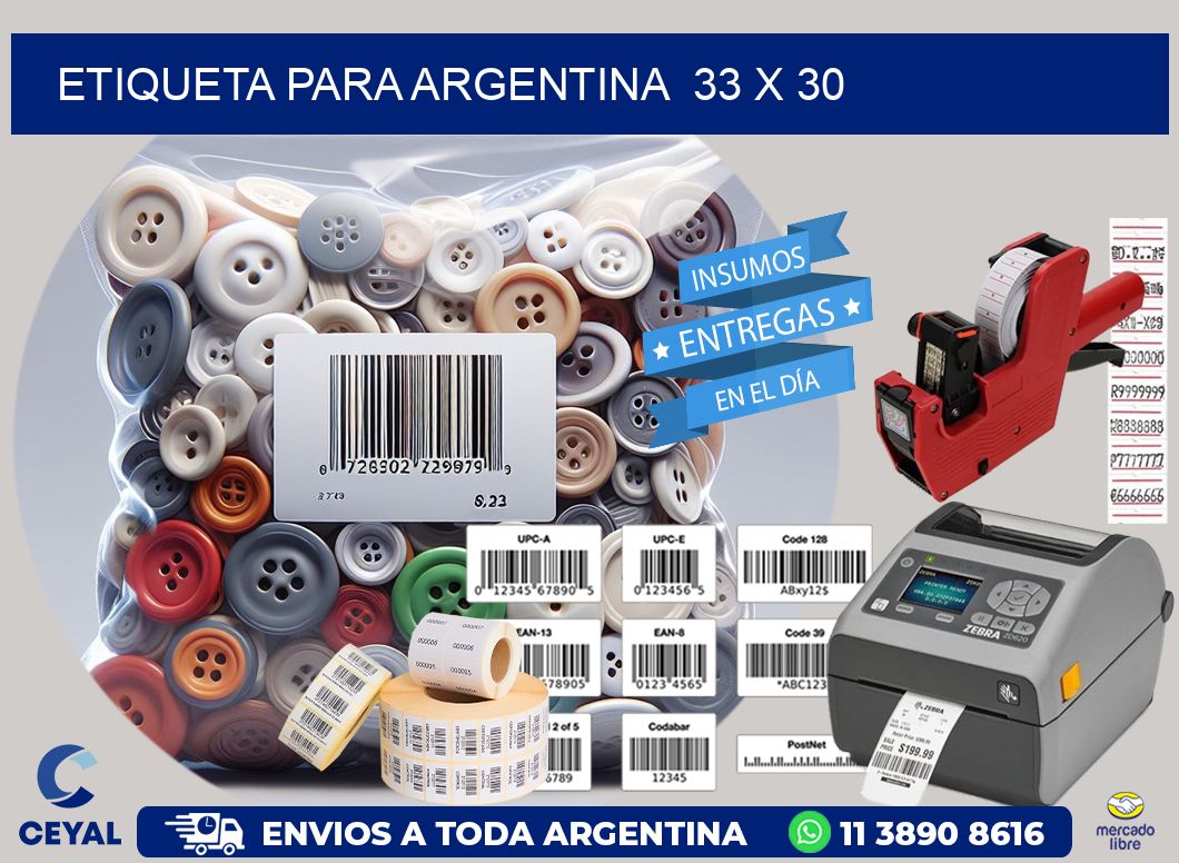 etiqueta para Argentina  33 x 30