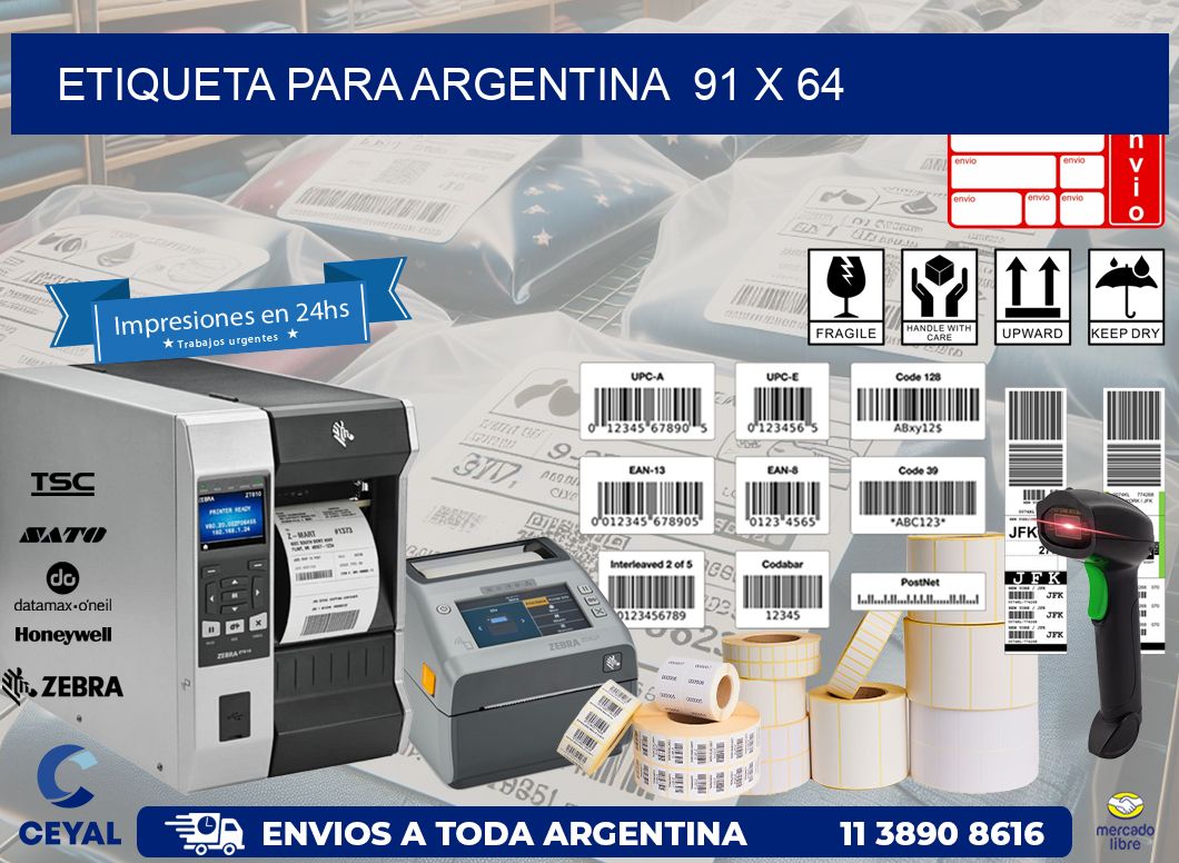 etiqueta para Argentina  91 x 64