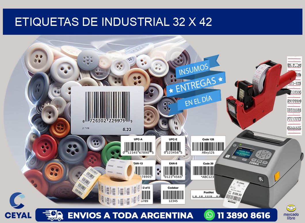 etiquetas de industrial 32 x 42