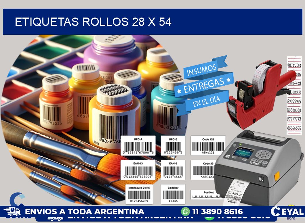 etiquetas rollos 28 x 54