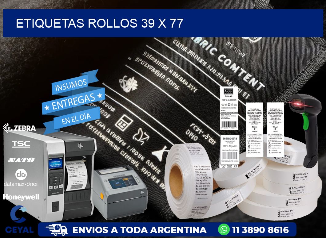 etiquetas rollos 39 x 77