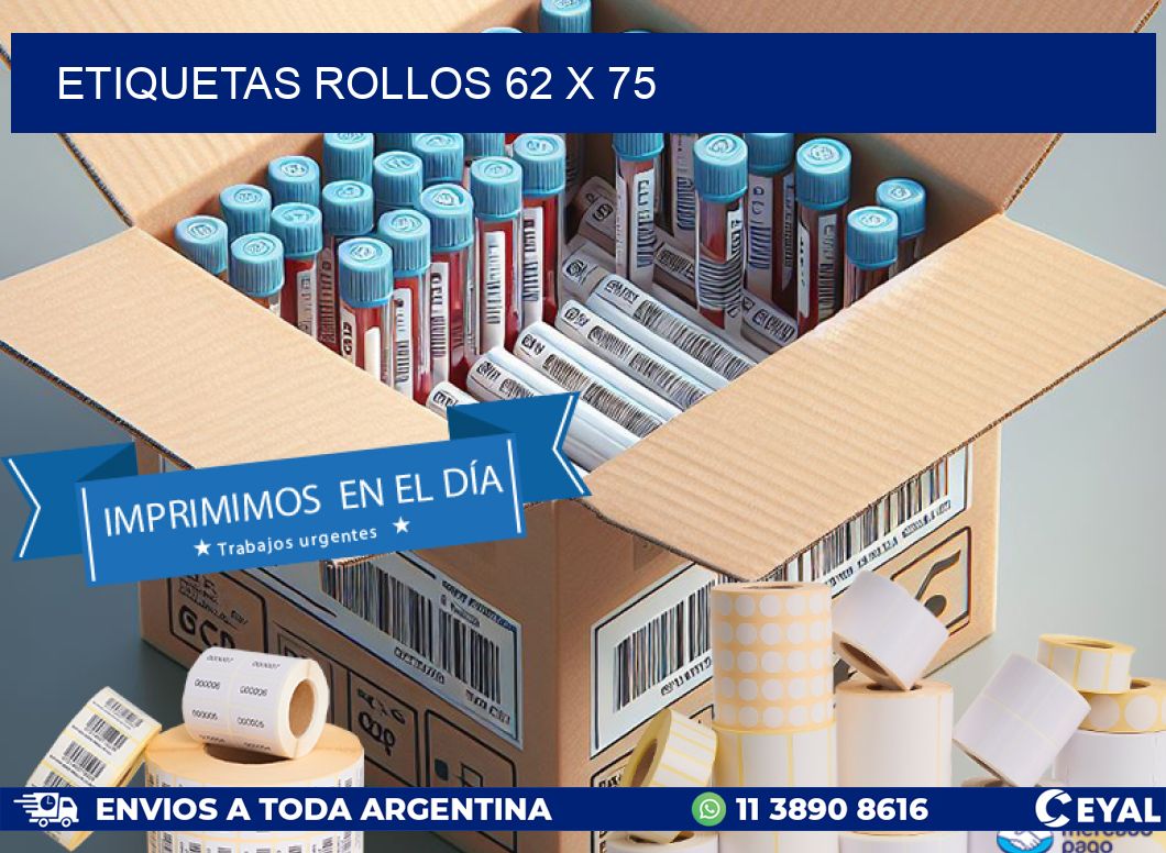 etiquetas rollos 62 x 75