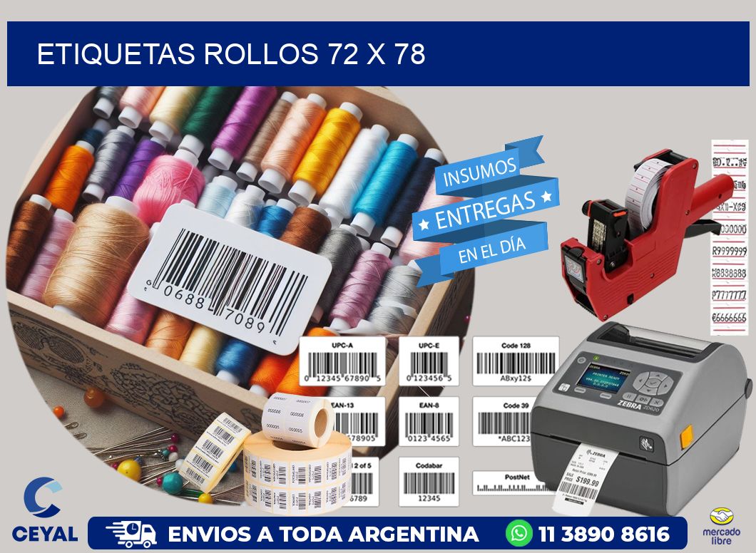 etiquetas rollos 72 x 78