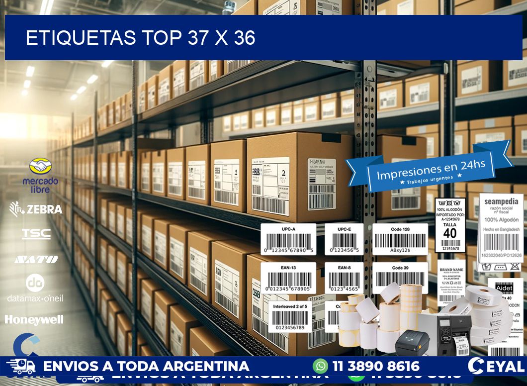 etiquetas top 37 x 36