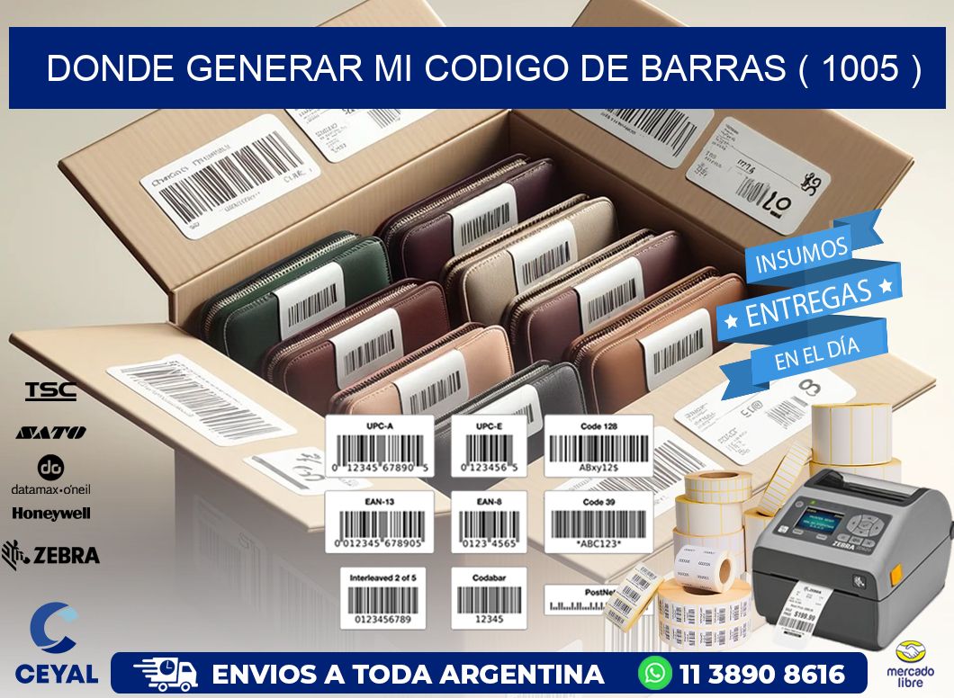 DONDE GENERAR MI CODIGO DE BARRAS ( 1005 )