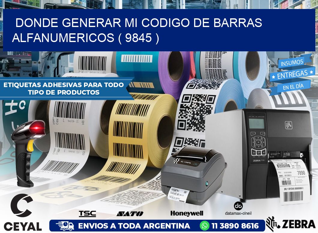 DONDE GENERAR MI CODIGO DE BARRAS ALFANUMERICOS ( 9845 )