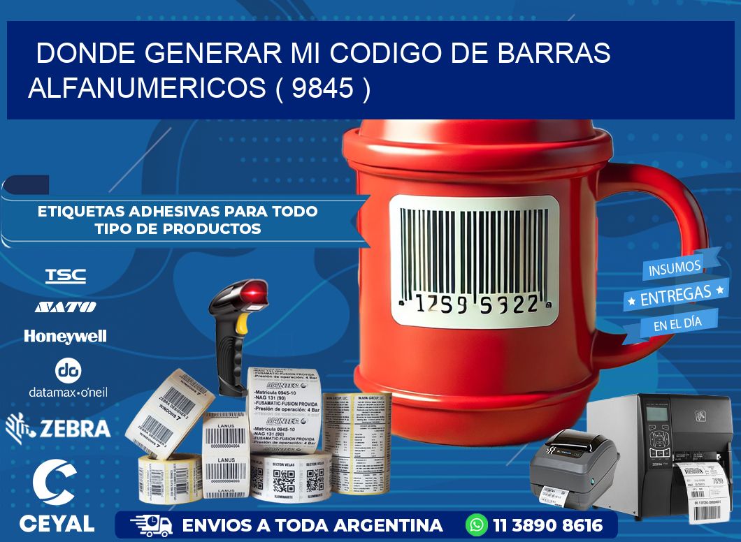 DONDE GENERAR MI CODIGO DE BARRAS ALFANUMERICOS ( 9845 )