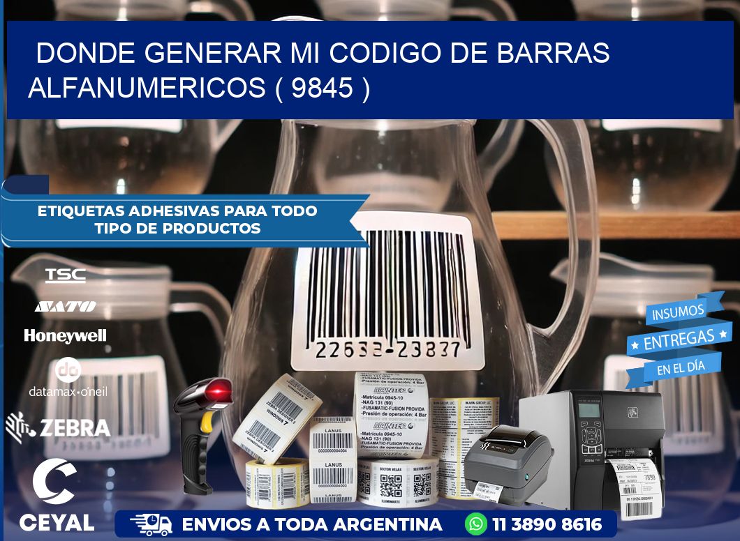 DONDE GENERAR MI CODIGO DE BARRAS ALFANUMERICOS ( 9845 )