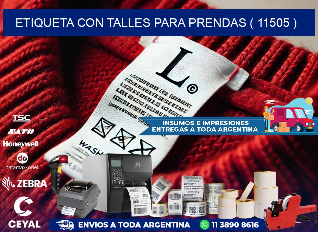 ETIQUETA CON TALLES PARA PRENDAS ( 11505 )