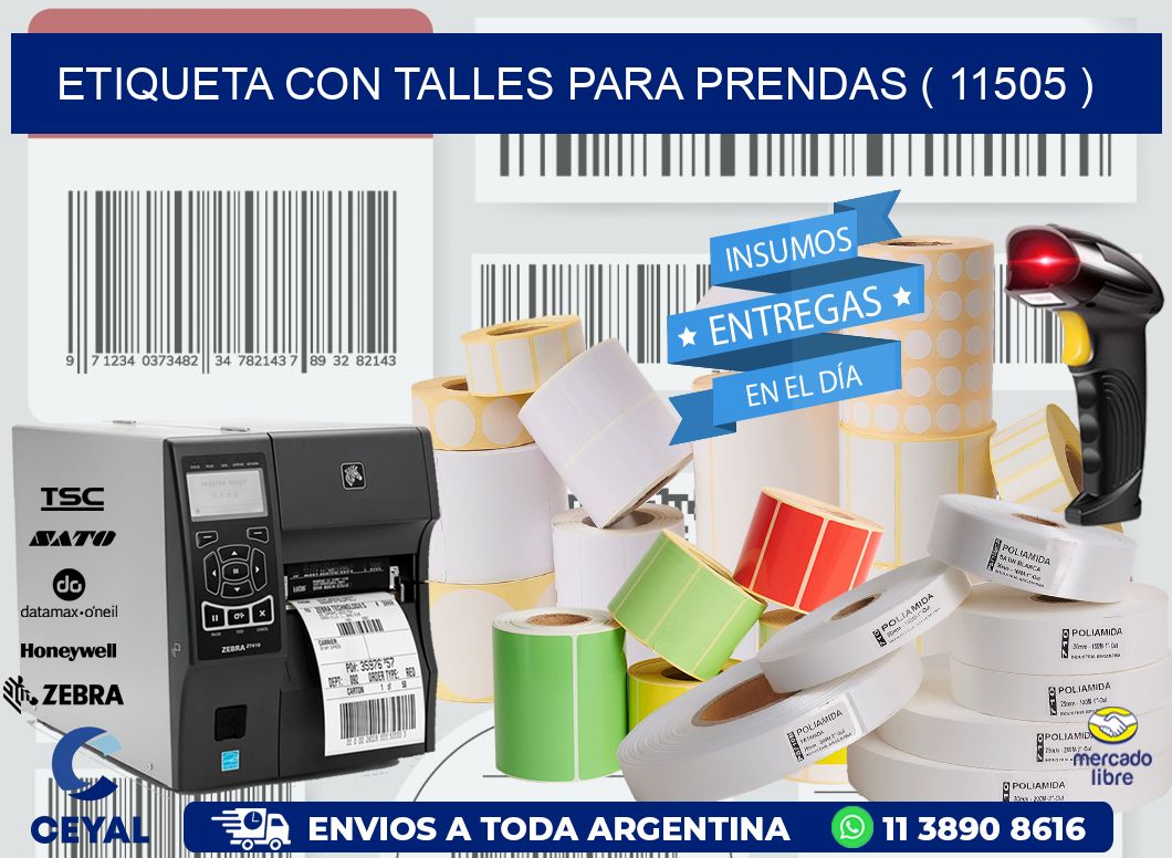 ETIQUETA CON TALLES PARA PRENDAS ( 11505 )