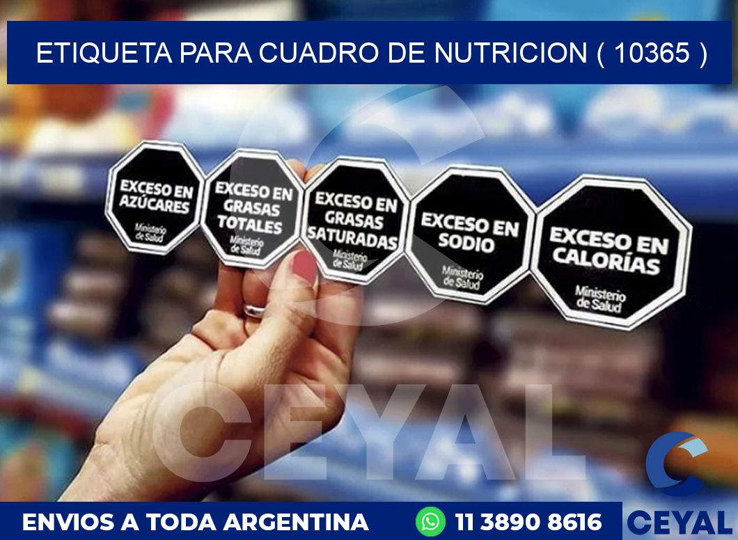 ETIQUETA PARA CUADRO DE NUTRICION ( 10365 )