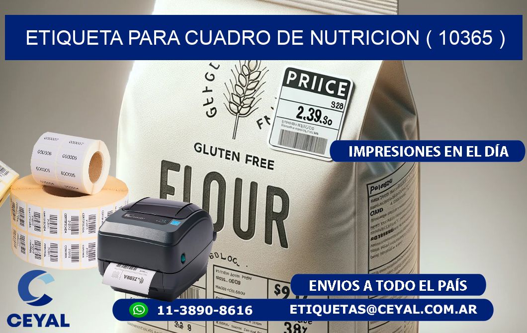 ETIQUETA PARA CUADRO DE NUTRICION ( 10365 )