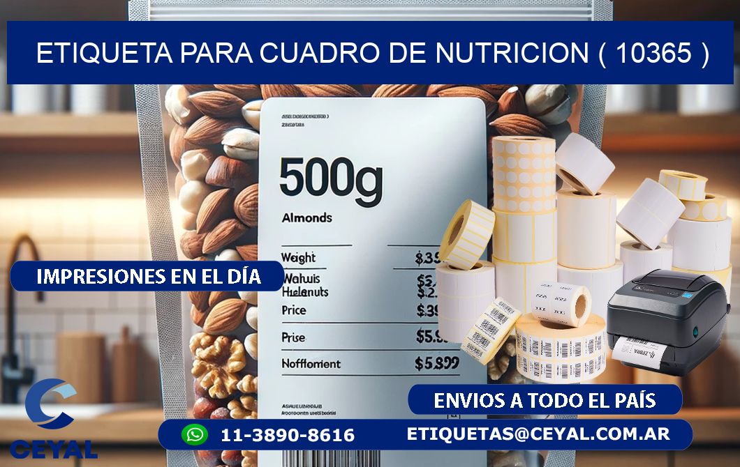 ETIQUETA PARA CUADRO DE NUTRICION ( 10365 )