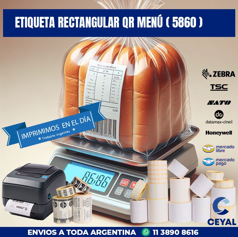 ETIQUETA RECTANGULAR QR MENÚ ( 5860 )