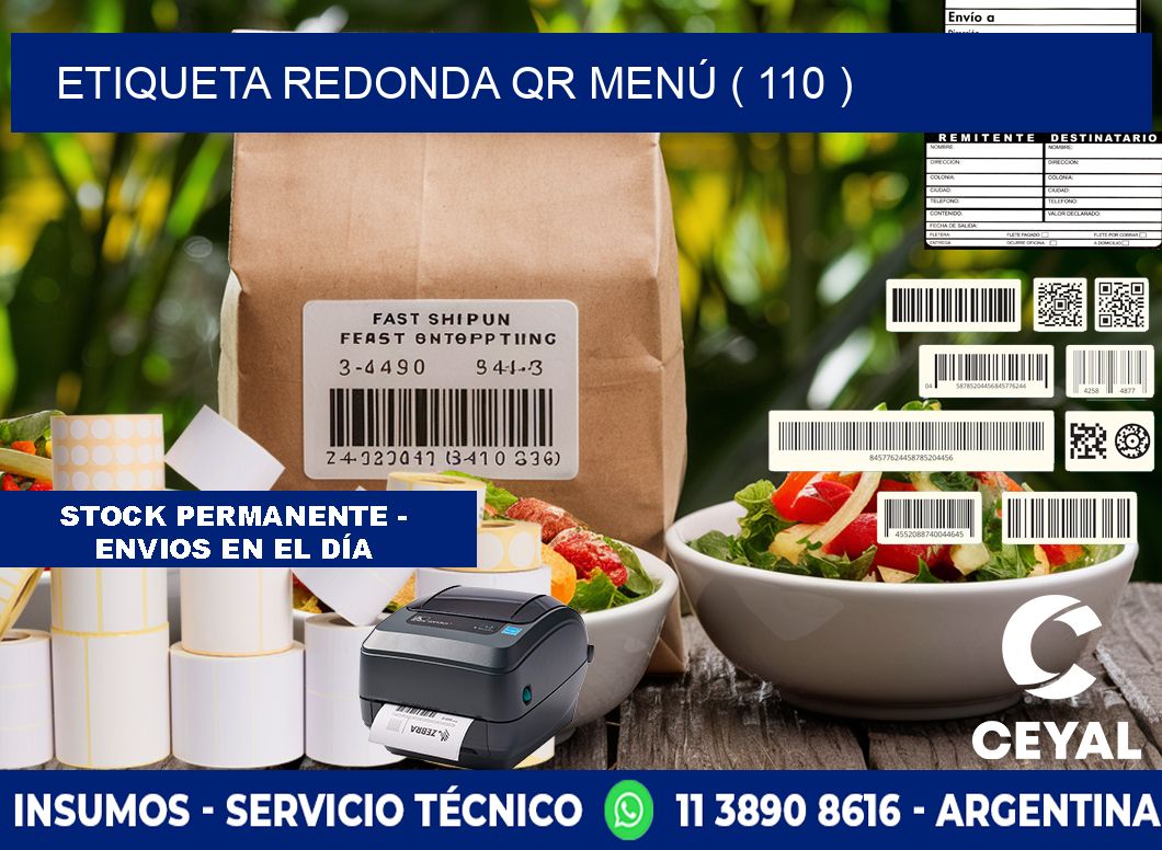 ETIQUETA REDONDA QR MENÚ ( 110 )