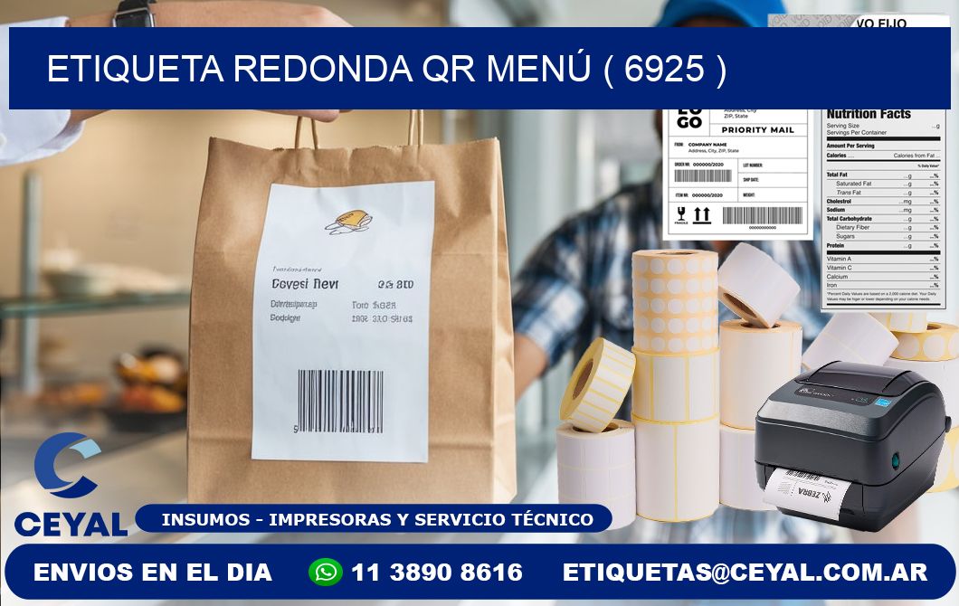 ETIQUETA REDONDA QR MENÚ ( 6925 )