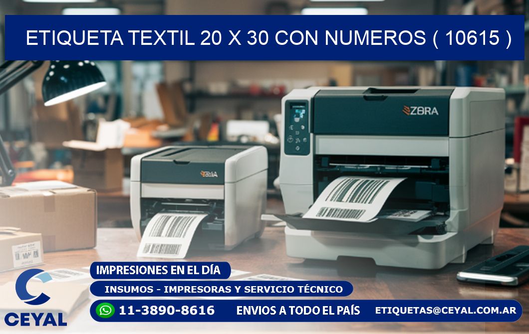 ETIQUETA TEXTIL 20 X 30 CON NUMEROS ( 10615 )