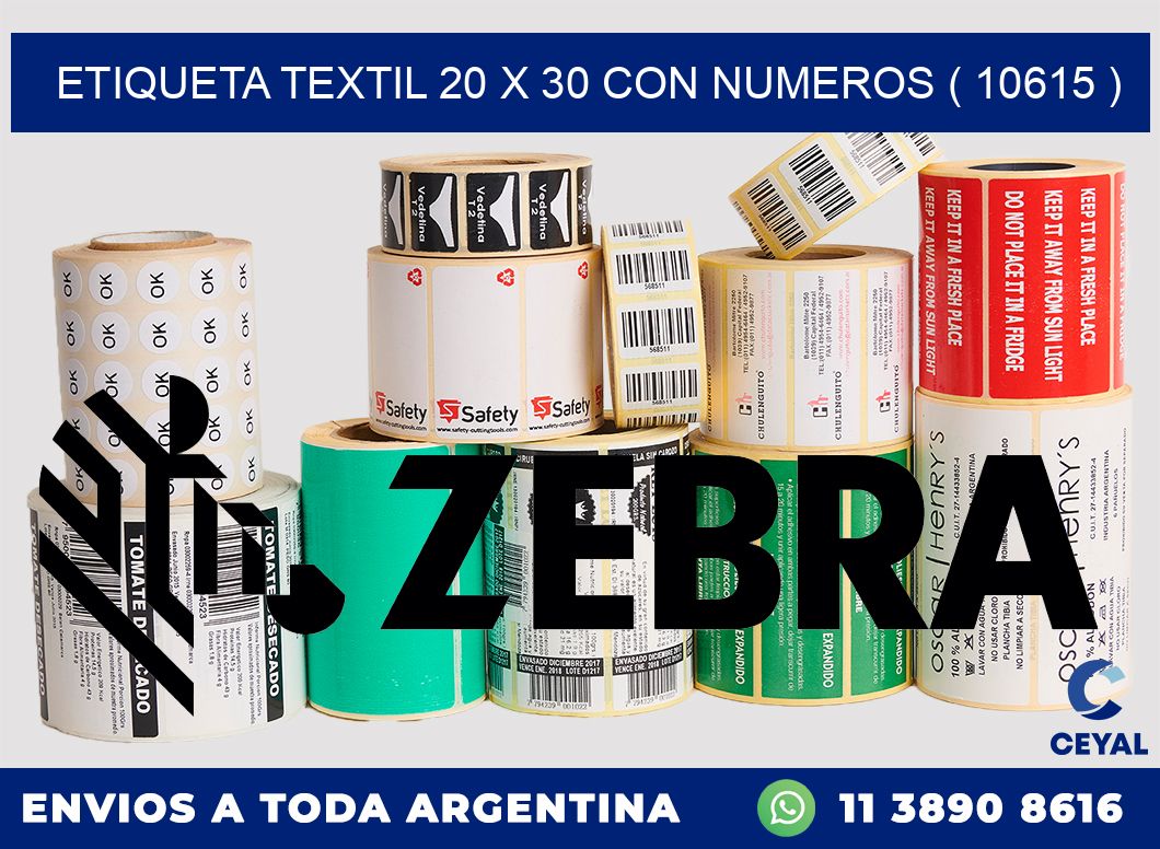 ETIQUETA TEXTIL 20 X 30 CON NUMEROS ( 10615 )