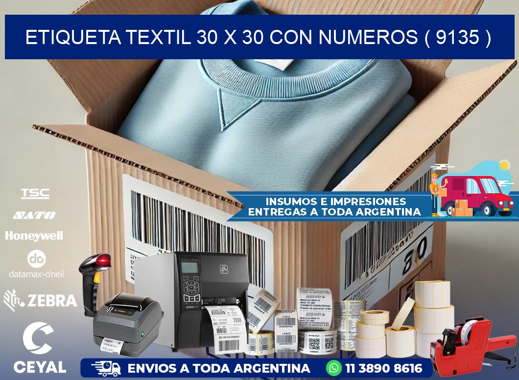 ETIQUETA TEXTIL 30 X 30 CON NUMEROS ( 9135 )