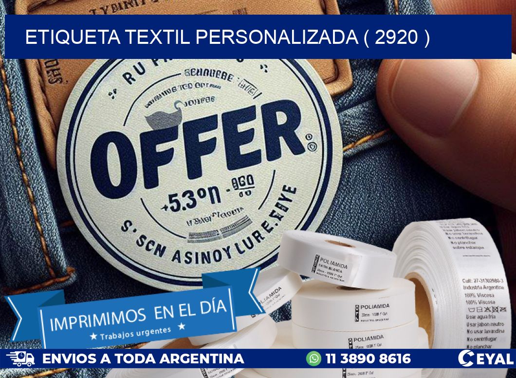 ETIQUETA TEXTIL PERSONALIZADA ( 2920 )