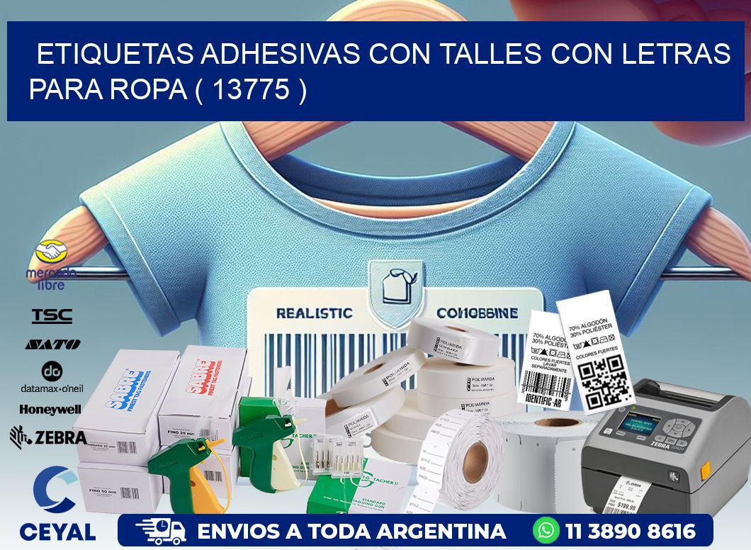 ETIQUETAS ADHESIVAS CON TALLES CON LETRAS PARA ROPA ( 13775 )