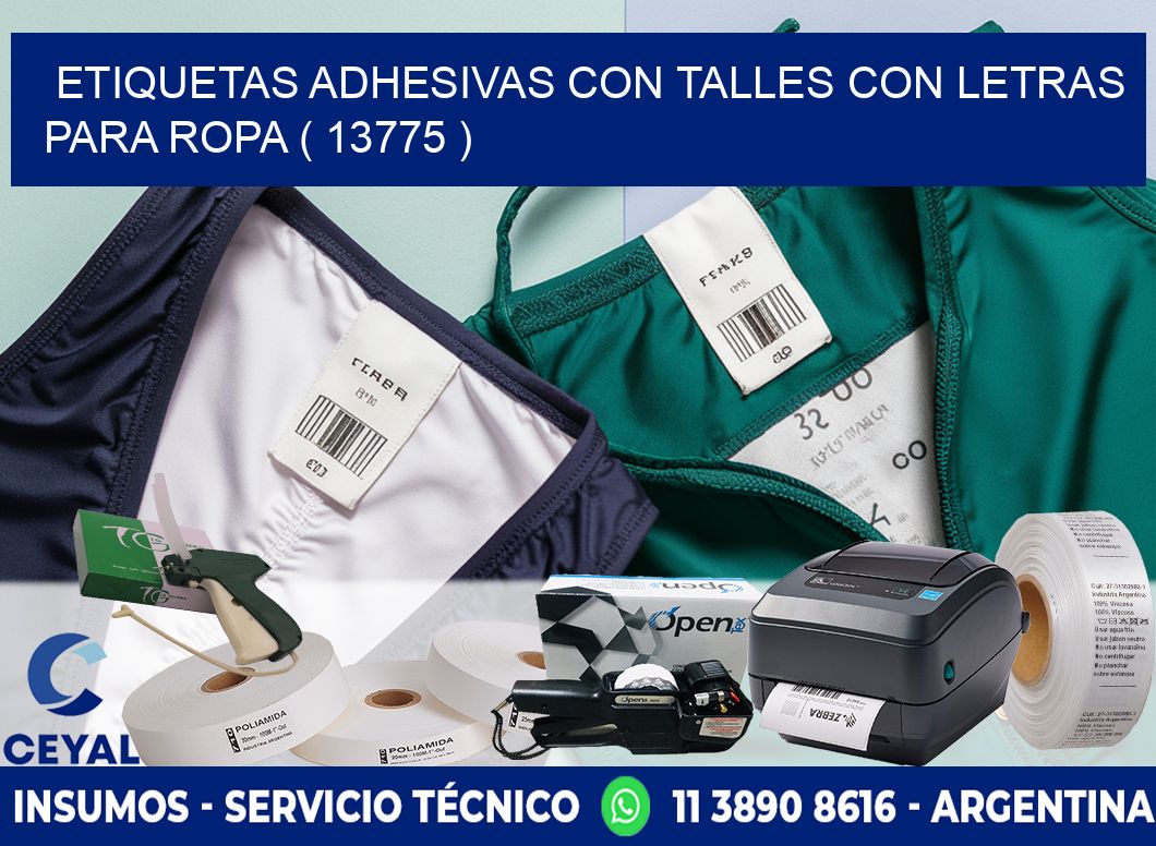 ETIQUETAS ADHESIVAS CON TALLES CON LETRAS PARA ROPA ( 13775 )