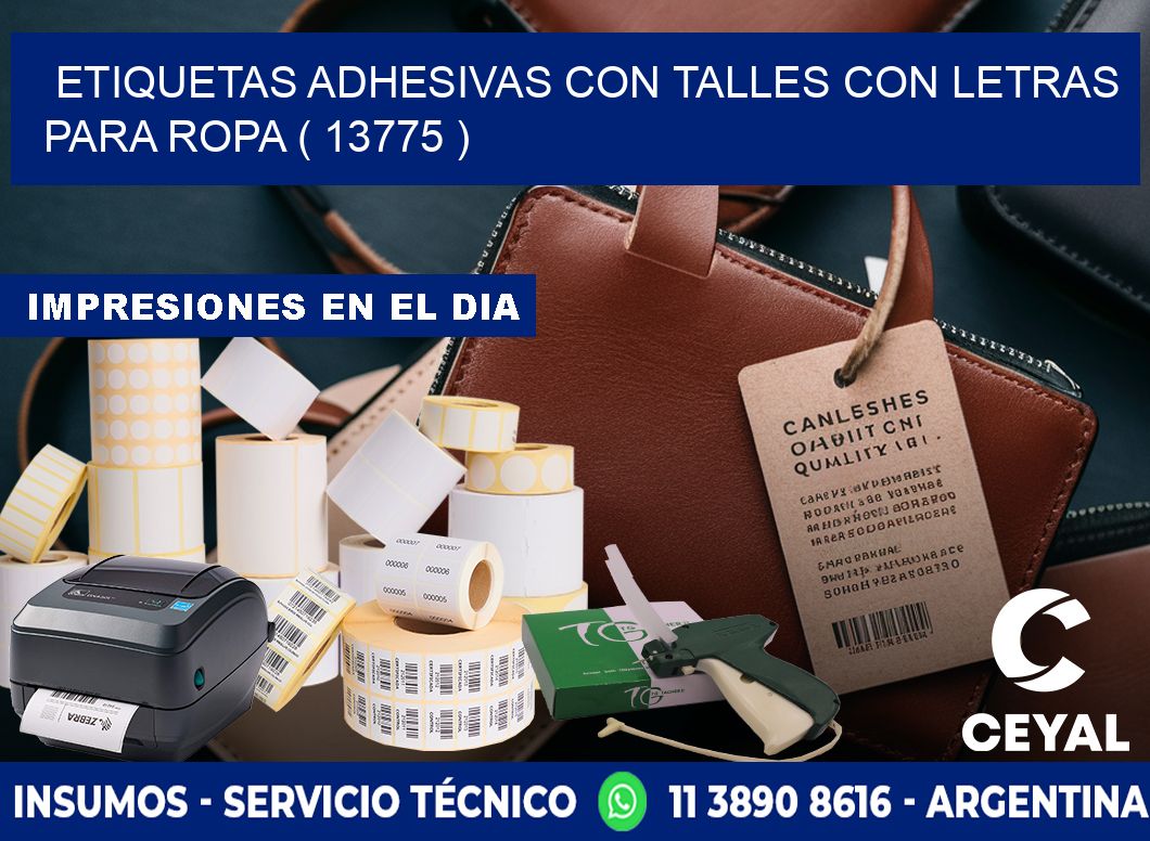 ETIQUETAS ADHESIVAS CON TALLES CON LETRAS PARA ROPA ( 13775 )