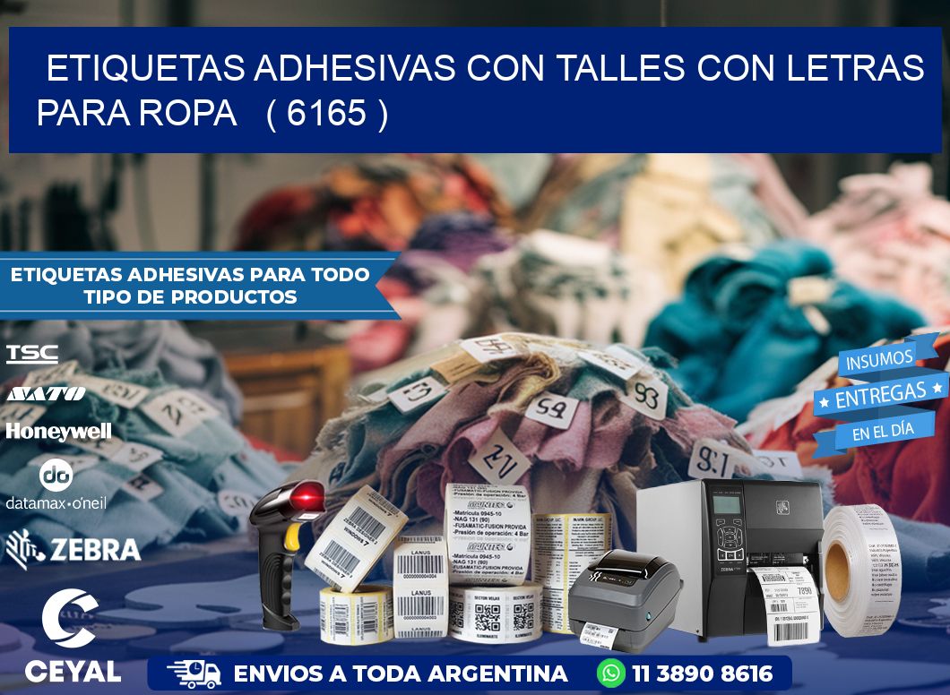 ETIQUETAS ADHESIVAS CON TALLES CON LETRAS PARA ROPA   ( 6165 )