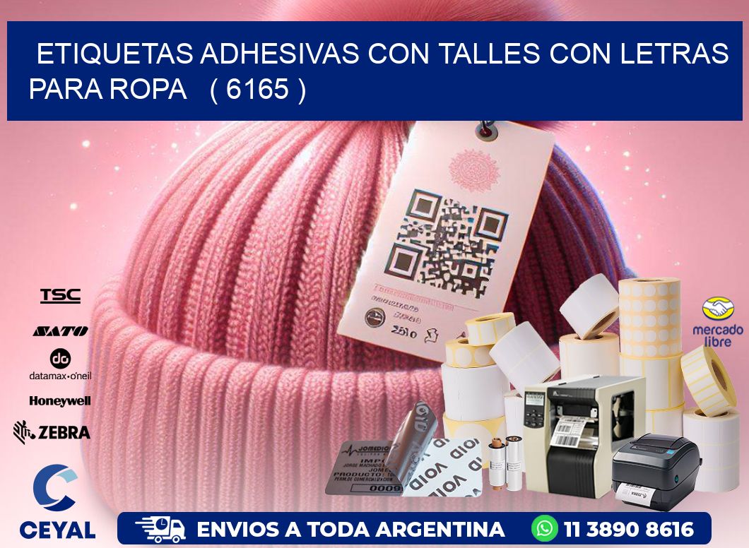 ETIQUETAS ADHESIVAS CON TALLES CON LETRAS PARA ROPA   ( 6165 )