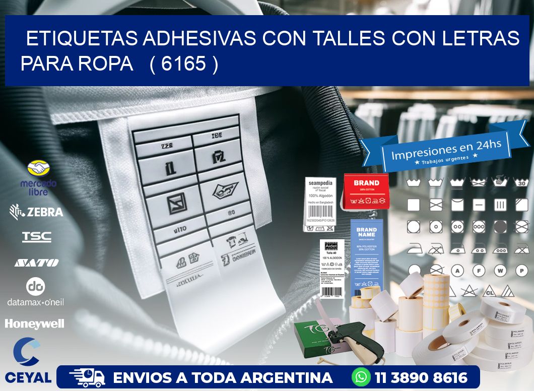 ETIQUETAS ADHESIVAS CON TALLES CON LETRAS PARA ROPA   ( 6165 )