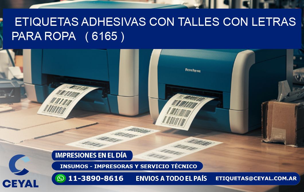 ETIQUETAS ADHESIVAS CON TALLES CON LETRAS PARA ROPA   ( 6165 )