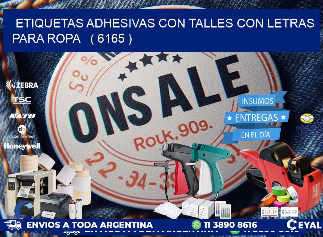 ETIQUETAS ADHESIVAS CON TALLES CON LETRAS PARA ROPA   ( 6165 )