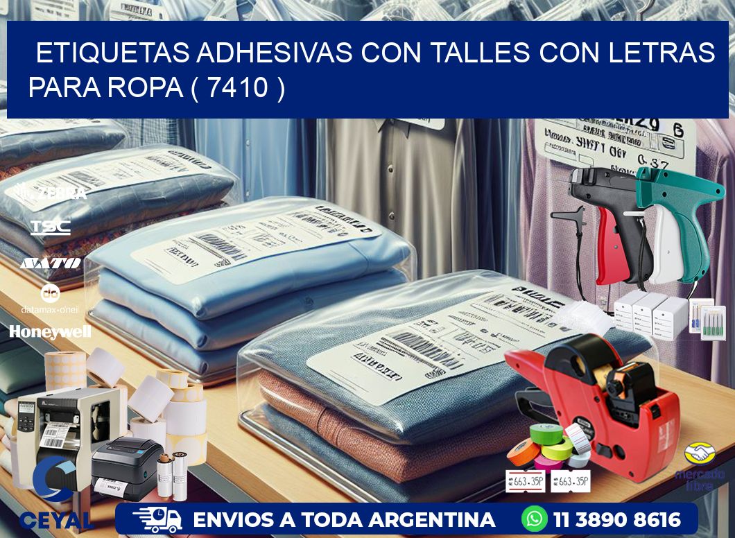 ETIQUETAS ADHESIVAS CON TALLES CON LETRAS PARA ROPA ( 7410 )