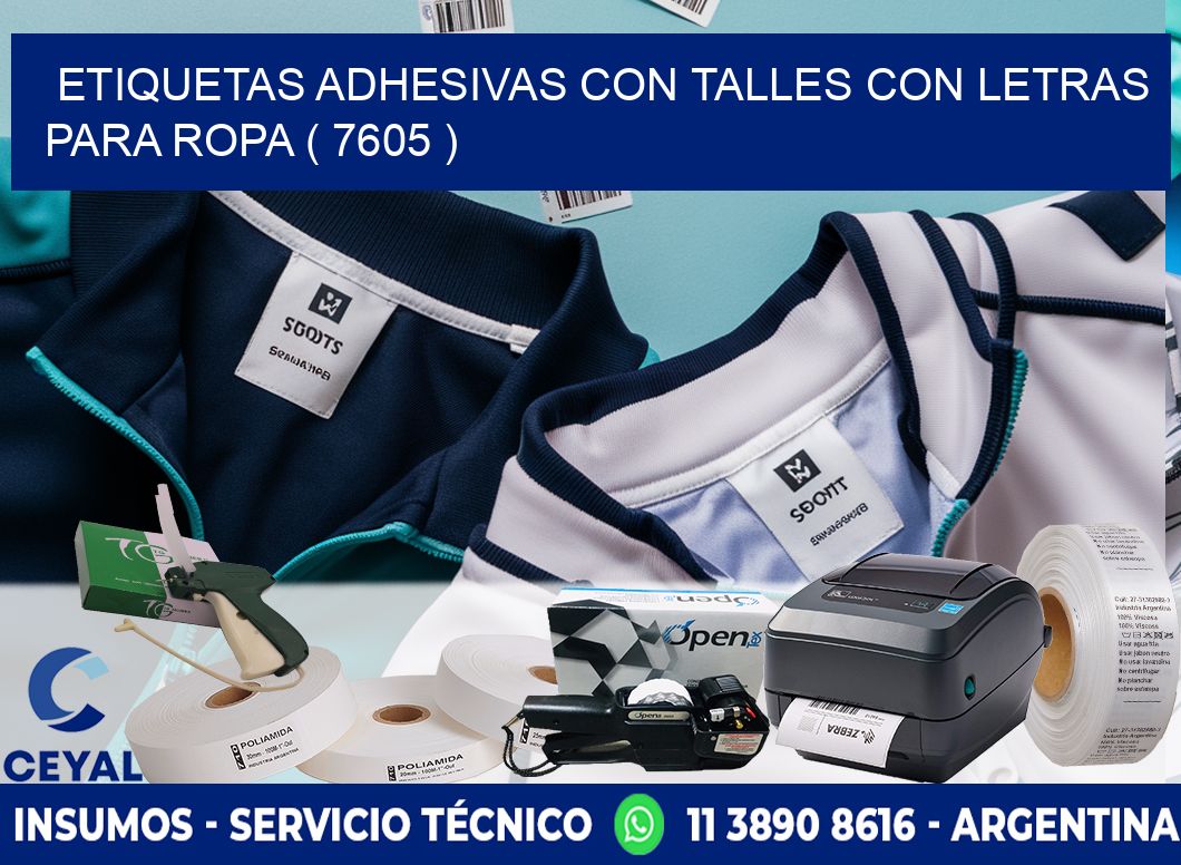 ETIQUETAS ADHESIVAS CON TALLES CON LETRAS PARA ROPA ( 7605 )