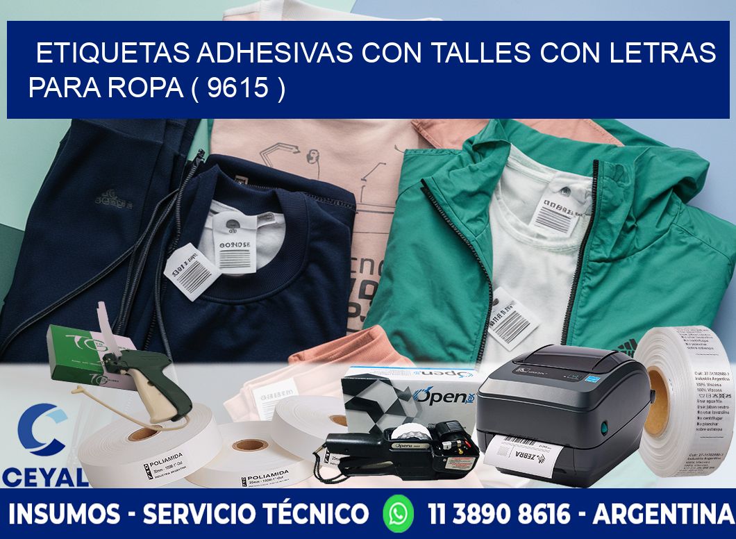 ETIQUETAS ADHESIVAS CON TALLES CON LETRAS PARA ROPA ( 9615 )