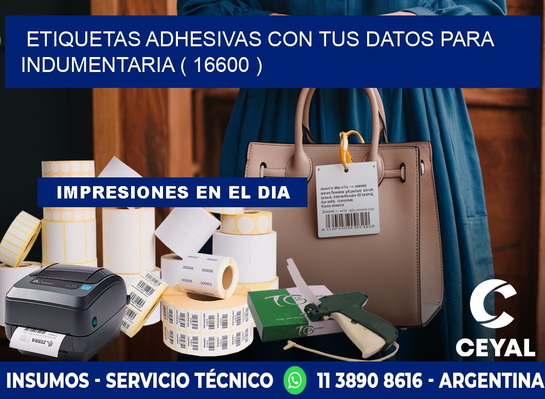 ETIQUETAS ADHESIVAS CON TUS DATOS PARA INDUMENTARIA ( 16600 )