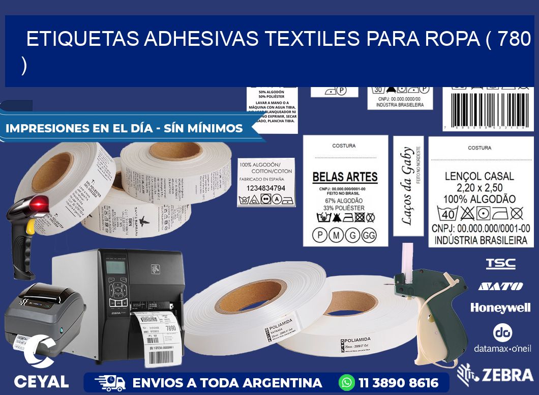 ETIQUETAS ADHESIVAS TEXTILES PARA ROPA ( 780 )