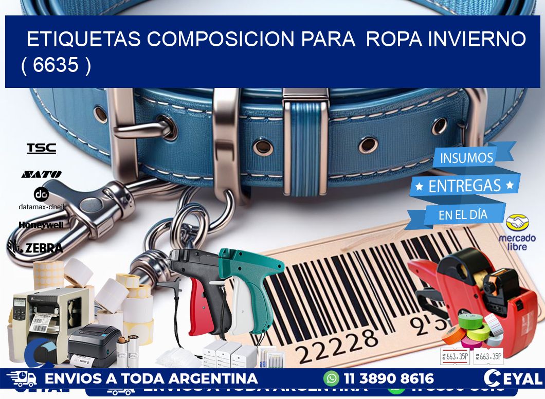 ETIQUETAS COMPOSICION PARA  ROPA INVIERNO   ( 6635 )